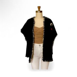 Black Poncho with White Trim